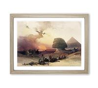 Sunset By The Great Sphinx Pyramids Of Giza By David Roberts Classic Painting Framed Print | A2 Oak Framed Wall Art | Ready to Hang | Classic Cityscape Picture | Living Room Bedroom Lounge Office