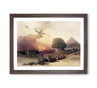 Sunset By The Great Sphinx Pyramids Of Giza By David Roberts Classic Painting Framed Print | A4 Walnut Framed Wall Art | Ready to Hang | Classic Cityscape Picture | Living Room Bedroom Lounge Office