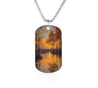 Sunset by The River Men's Pendant Necklace Chain Customizable Jewelry Dog Tag Necklaces