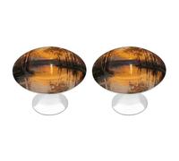 Sunset by The River Round Cabinet Pulls Drawer Knobs 1.1 Inch Handles for Kitchen Dresser Set of 2