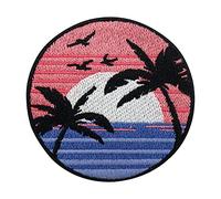 Sunset by The sea Iron-on Patch | Beach Iron on Patches, Palm Trees Embroidery Patch, Sun ironable Patch, Water Badges Finally Home