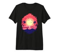 Sunset by The Sea with Palm Trees Premium T-Shirt