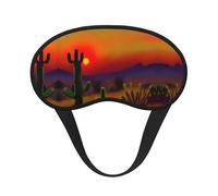 Sunset Cactus in Desert Print Blackout Sleep Mask - Side Sleeper Eye Cover, Soft Comfort, Perfect for Travel, Meditation