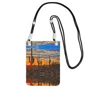 Sunset Cactus In Desert Print Crossbody Phone Bag For Women Men, Adjustable Strap Phone Purse, For Travel Shopping