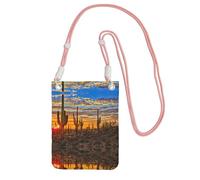 Sunset Cactus In Desert Print Crossbody Phone Bag For Women Men, Adjustable Strap Phone Purse, For Travel Shopping