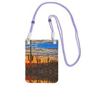 Sunset Cactus In Desert Print Crossbody Phone Bag For Women Men, Adjustable Strap Phone Purse, For Travel Shopping