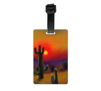 Sunset Cactus in Desert Print Luggage Tags Suitcases Waterproof Labels Set for Daily Use Cruise Ships Air Travel