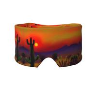 Sunset Cactus in Desert Print Sleep Eye and Ear Muffs Mask - Adjustable Yoga Travel Headband, Keep Warm Shading Comfortable Aid
