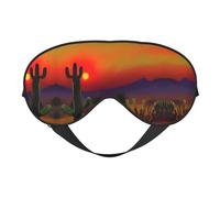 Sunset Cactus in Desert Print Soft Eye Mask â€“ Comfortable Sleep, Blocks Light, Full Eye Coverage, Ideal for Travel, Meditation