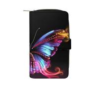 Sunset Cactus in Desert Wallet with 12 Card Slots - PU Leather Long Clutch Purse, Zipper Coin Holder & ID Window, Lightweight Travel Cash Wallet, Dancing Butterfly, 19.7x11x3.5cm, Modern