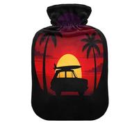 Sunset Car Black hot-Water Bottle with Soft Cover, 1L Warm Compress for Sore Muscle,Sore Muscle,Bolsa para agua Caliente para Dolor