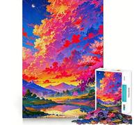 Sunset Cherry Blossom 1000 Piece Jigsaw Puzzle for Teenagers Mind Game Toy Stress Release Neat Cut Artistic Gift 38x26cm