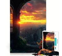 Sunset Cityscape Through Window Jigsaw Puzzle 1000 Piece for Teenagers Clear Logic Toy Easy Leisure Perfect Cut Birthday Gift 50x75cm