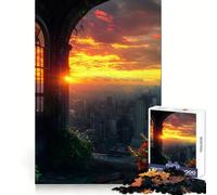 Sunset Cityscape Through Window Jigsaw Puzzle for Adults 1000 Pieces Mind Exercise Toy Together Fun Precision Cut Unique Gift 38x52cm