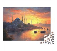 Sunset Cityscape View 1000 Piece Jigsaw Puzzles Istanbul Mosque Sunset Reflection for Adult Educational Games Beautiful Decoration Difficult Challenging Male And Female Birthday 70x50cm/1000pcs Gifts