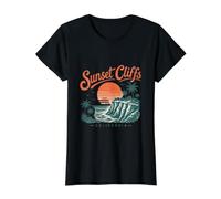 Sunset Cliffs California Ocean View Value Graphic T-Shirt, Women, Black, S