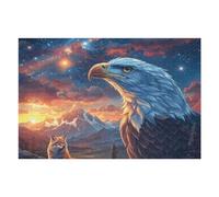 Sunset Cloud Sea Bald Eagle 1000 Piece Jigsaw Puzzle for Adults Luminous Enchanted Beasts Weekend Hobby Creative Challenge No Duplicate Pieces Ideal Retirement Gift 1000 PCS