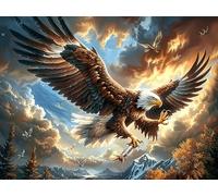 Sunset Cloud Sea Flying Bald Eagle 1000 Piece Complete Jigsaw Puzzle Set Wildlife Teens Beginners Educational Challenge Puzzle Fans Group Play Anniversary Quality Material 1000 PCS
