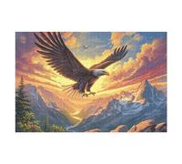 Sunset Cloud Sea Flying Bald Eagle 1000 Piece Jigsaw Puzzle for All Ages Colorful Fantasy Wildlife Idea Spooky Fun High Resolution Print Home Decor Stress Relief 1000 PCS