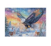 Sunset Cloud Sea Flying Bald Eagle 300 Piece Complete DIY Jigsaw Puzzle Animal Pet Doll Collectors Mind Relaxation Educational Decorative Puzzle Gifts for Adults Wooden Cardboard 300 PCS