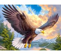 Sunset Cloud Sea Flying Bald Eagle 300 Piece Complete Premium Jigsaw Puzzle Animal Pet Collectors Mind Relaxation Educational Decorative Puzzle Gifts for Adults Premium Cardboard 300 PCS/40x28cm