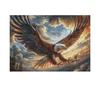 Sunset Cloud Sea Flying Bald Eagle 300 Piece Jigsaw Puzzle for All Ages Splendid Celestial Critters Idea Spooky Fun High Resolution Print Home Decor Stress Relief 300 PCS