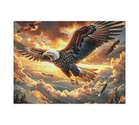 Sunset Cloud Sea Flying Bald Eagle 500 Piece Jigsaw Puzzle for Adults Luminous Enchanted Beasts Date Night Activity Couple Bonding Beautiful Design Ideal Anniversary Present 500 PCS
