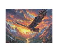 Sunset Cloud Sea Flying Bald Eagle 500 Piece Jigsaw Puzzle for Adults Radiant Whimsical Menagerie Date Night Activity Couple Bonding Beautiful Design Ideal Anniversary Present 500 PCS