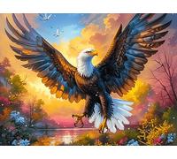 Sunset Cloud Sea Flying Bald Eagle 500-piece Jigsaw Puzzle Set Colorful Fantasy Wildlife For Adults Teens 14+ Logic Skill Indoor Game Family Game Night Summer Durable Material 500 PCS/52×38cm