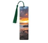 Sunset Clouds Coast Hawaii Printed Metal Bookmarks M - Dark Green Lightweight Aluminium Book Marker for Books, Journals & Gifts, Ideal Book Lovers, Holiday Decor & Crafts