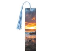 Sunset Clouds Coast Hawaii Printed Metal Bookmarks M - Sky Blue Lightweight Aluminium Book Marker for Books, Journals & Gifts, Ideal Book Lovers, Holiday Decor & Crafts