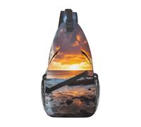 Sunset Clouds Coast Hawaii Printed Sling Bag Crossbody Backpack for Men Women, Versatile Casual Shoulder Chest Bag for Running Hiking Cycling Travel Work
