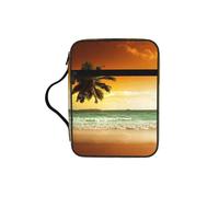 Sunset Coconut Trees On The Beach Print Bible Cover Case/Book Cover, Bible Case for Women Girls,with Handle Fits for Standard Size Bible