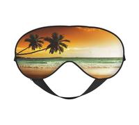 Sunset Coconut Trees On The Beach Print Satin Sleep Mask & Eye Mask | Deep Dream Sleep Masks for Women & Men | Soft Sleeping Eye Mask to Nourish Skin