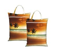 Sunset Coconut Trees On The Beach Print Travel Laundry Bag,Small Laundry Bags For Travelling, Dirty Clothes Storage Organizer For Gym, Camping, Dormitory(1/2pcs)