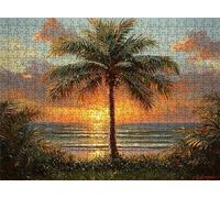 Sunset Coconut Trees Puzzle - 5000 Piece Jigsaw Puzzles for Adults - The Back Features Printed Letter Guides - and The Pieces fit Together Snugly - Wooden Puzzles for Adults 61.6 X 41.5 Inch s7h-65