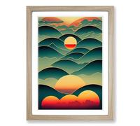 Sunset Collage Framed Print | A2 Oak Framed Wall Art | Ready to Hang | Modern Landscape Picture | Living Room Bedroom Lounge Office