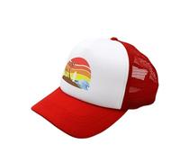 Sunset Collection, PupLid Trucker Hats for Humans Stylish Sun Protection Human Hat to Match and Twin with Your Dog (Red Island Sunset)