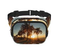 Sunset Colorful Clouds Palm Tree 2 print Fashion Waist Packs Crossbody Belt Bag Fanny Pack for Women Crossbody for Traveling Running, Black, One Size