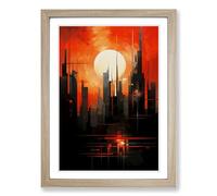 Sunset Constructivism No.2 Framed Print | A2 Oak Framed Wall Art | Ready to Hang | Modern Landscape Picture | Living Room Bedroom Lounge Office