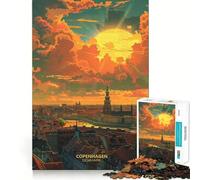 Sunset Copenhagen Denmark Jigsaw Puzzles 1000 Piece for Teenagers Wise Think Toy Peaceful Fun Tight Cut 38x52cm