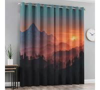 Sunset Curtains Blackout 84 Drop, Mountains Nature Landscape Curtains Bedroom & Living Room Decor, Thermal Eyelet Window Drapes, 52x84 Inch 2 Panels