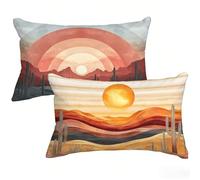 Sunset Cushion Covers 30 x 50 cm Set of 2 Waterproof Linen Pillow Cases, Landscape Rectangle Cushion Covers with Hidden Zipper, Double-Sided Decorative Pillow Cases for Bed Sofa Garden Decor T0-151