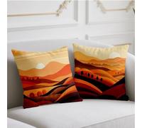 Sunset Cushion Covers 60cmx60cm 2 Pack Linen Cushions Waterproof Sofa Cushions Burnt Orange Pillow Case with Invisible Zipper Throw Pillow Covers for Room Home Chair Sofa Patio Winter Fall Decor w-986