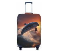 Sunset Dancing Dolphin Travel Luggage Covers - Elasticity Suitcase Covers Protector for Luggage 18-32 Inch