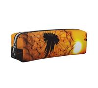 Sunset Dandelion Leather Pencil Case Stationery Bag Pen Holder for Work & Office Zippered Pen Pouch