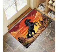Sunset Desert Black Horse Doormats Inside Washable Non-slip 60 x 90 cm Abstract Cartoon Animal Door Mat Indoor Dirt Resist Entrance Mat Rug Low Profile Floor Mats for Front Door Kitchen Bedroom