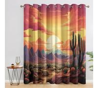 Sunset Desert Curtains for Bedroom, Succulents Cactus Boho Blackout Curtains for Living Room, 90 Drop Eyelet Window Treatments Home Decor 90 X 90 Inch (W X L), 2 Panels X&-11