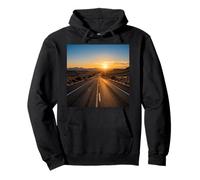 Sunset Desert Road Horizon Scenic Travel Landscape Pullover Hoodie