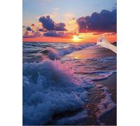 Sunset Diamond Art Beach Diamond Painting Kits for Adults Beginners, 5D DIY Paint by Numbers for Adults, Square Drill Dimond Painting with Full Accessories, Room Decor, Gifts for Women 28x36 inch G-32